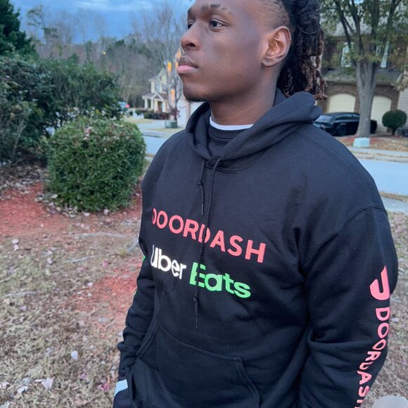Reflective DoorDash / UberEats Sweatshirt Hoodie - Delivery Driver Dash Uber - Picture 8 of 13